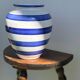 Blue striped ceramic vase