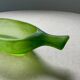 Art Deco organic coupe La Rochère in frosted jade green glass – France