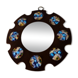 Modernist wood and enamel mirror by J. Capo Esmaltes, Spain, 1970s