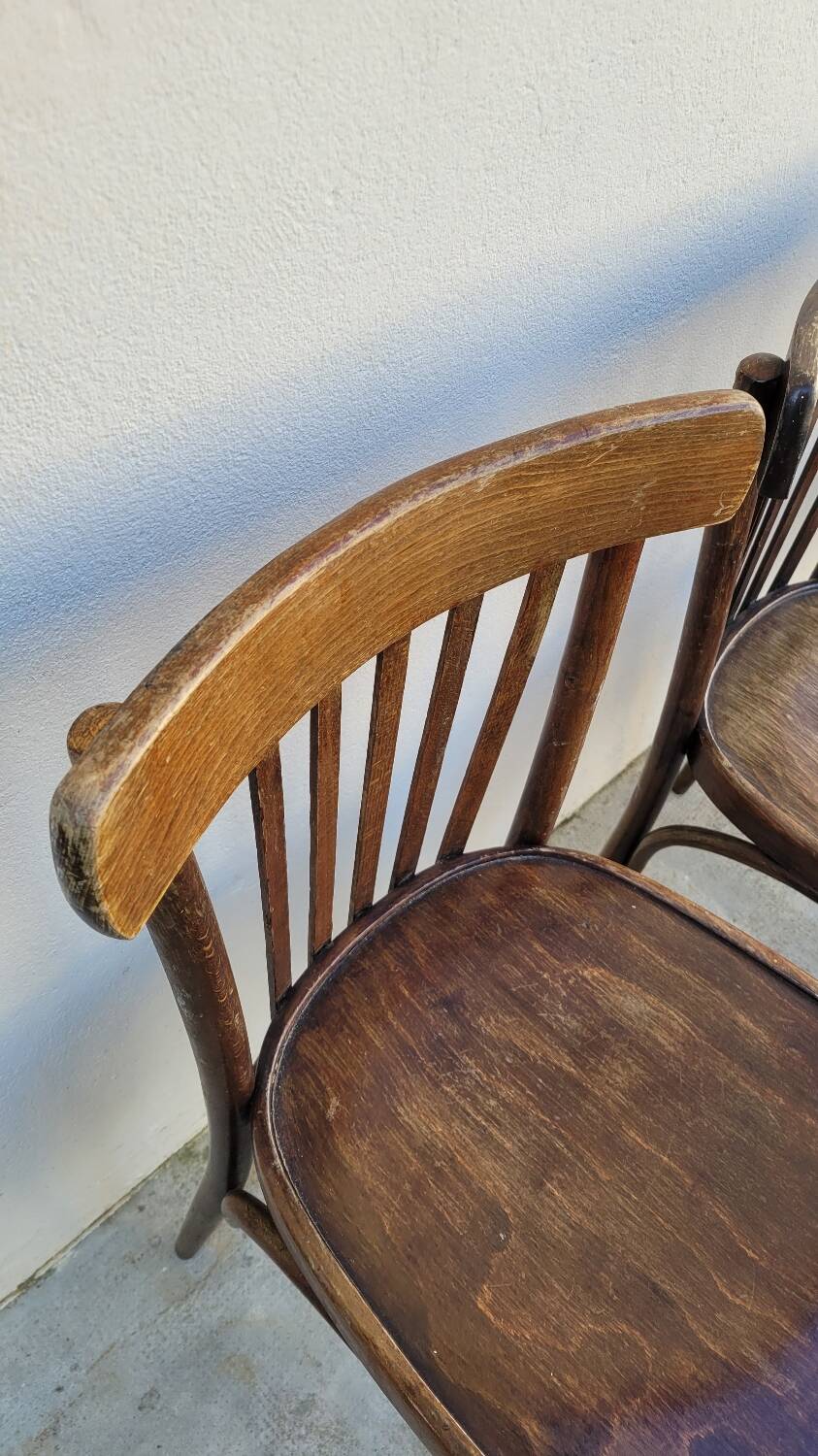 Set of 4 vintage Baumann style bistro restaurant chairs 1950s