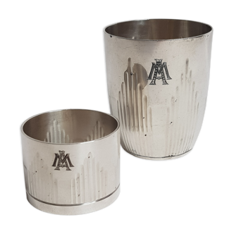 Timbale et rond de serviette monogrammée Ercuis