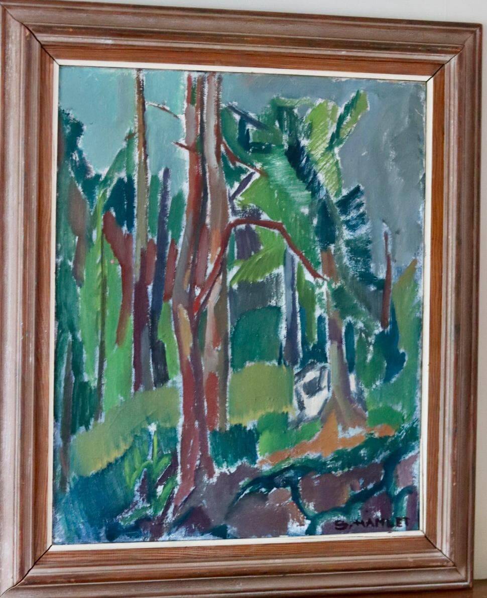 Huile sur toile suédoise originale du milieu du siècle « Öjersjö » par Sven Hamlet