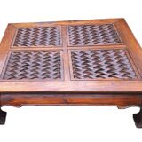 Pier imported 1980s exotic solid carved wood square coffee table