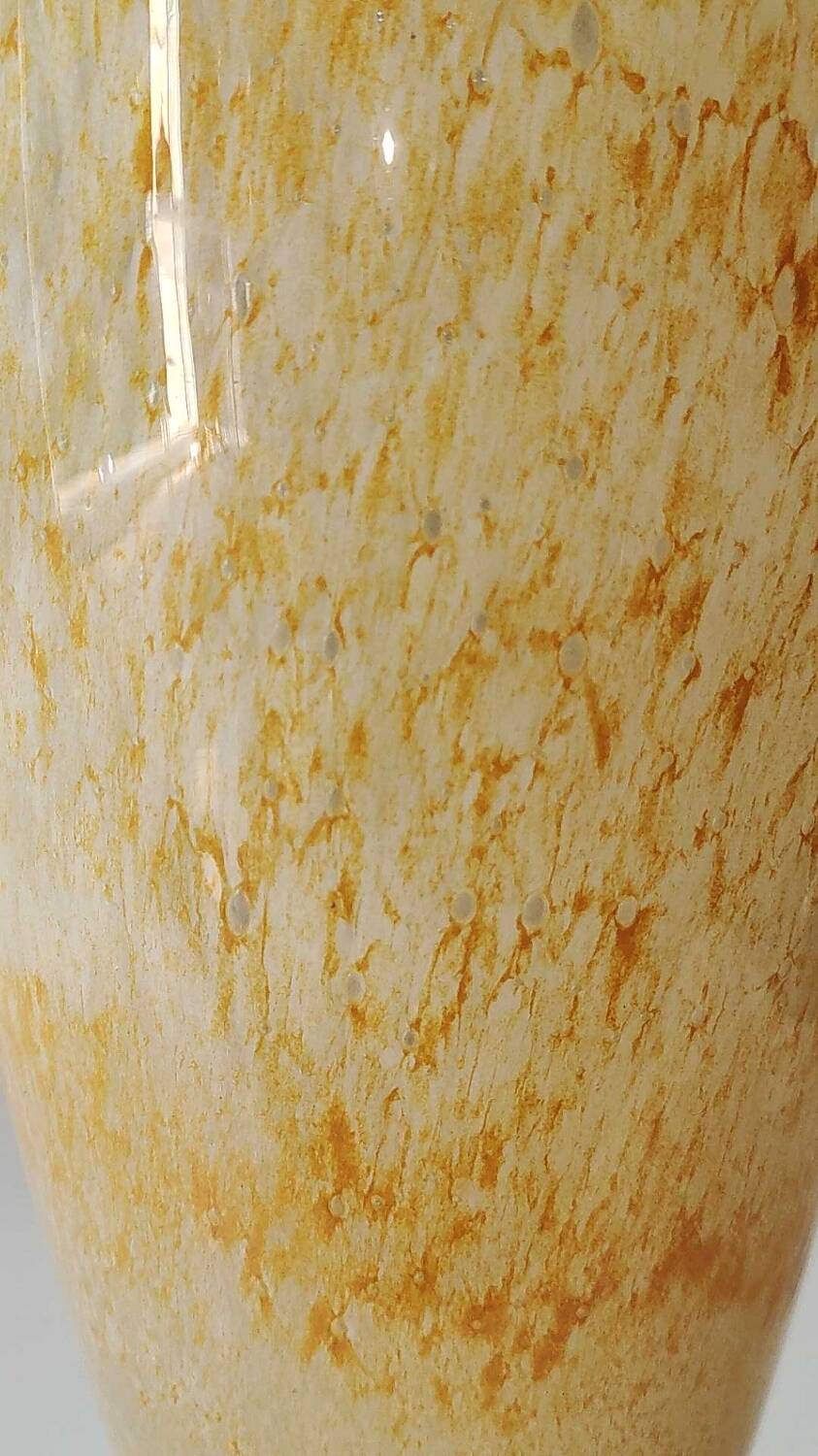 Amphora vase, speckled yellow. Murano style. Blown glass. Height 28 cm