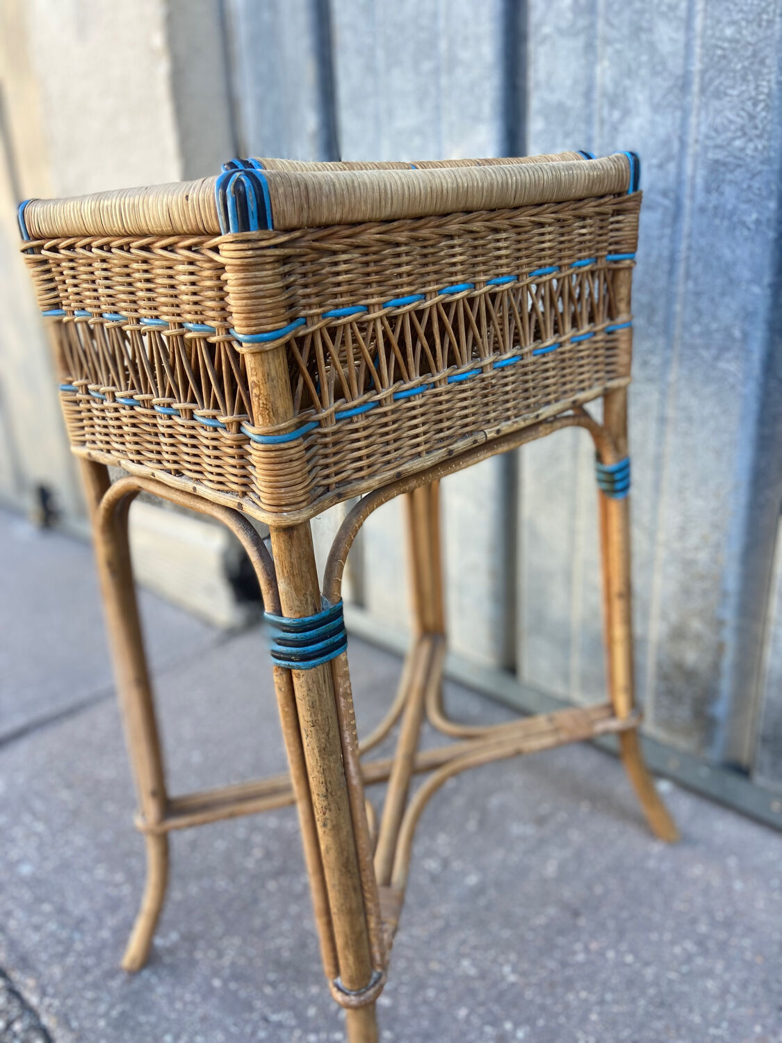 Vintage rattan storage unit