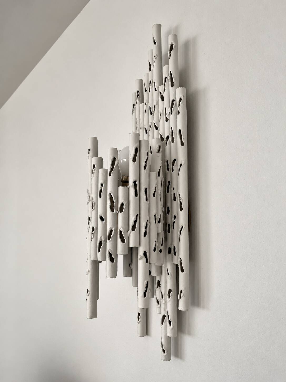 Pair of brutalist wall sconces attributed to Marcello Fantoni – Italy, 1960s