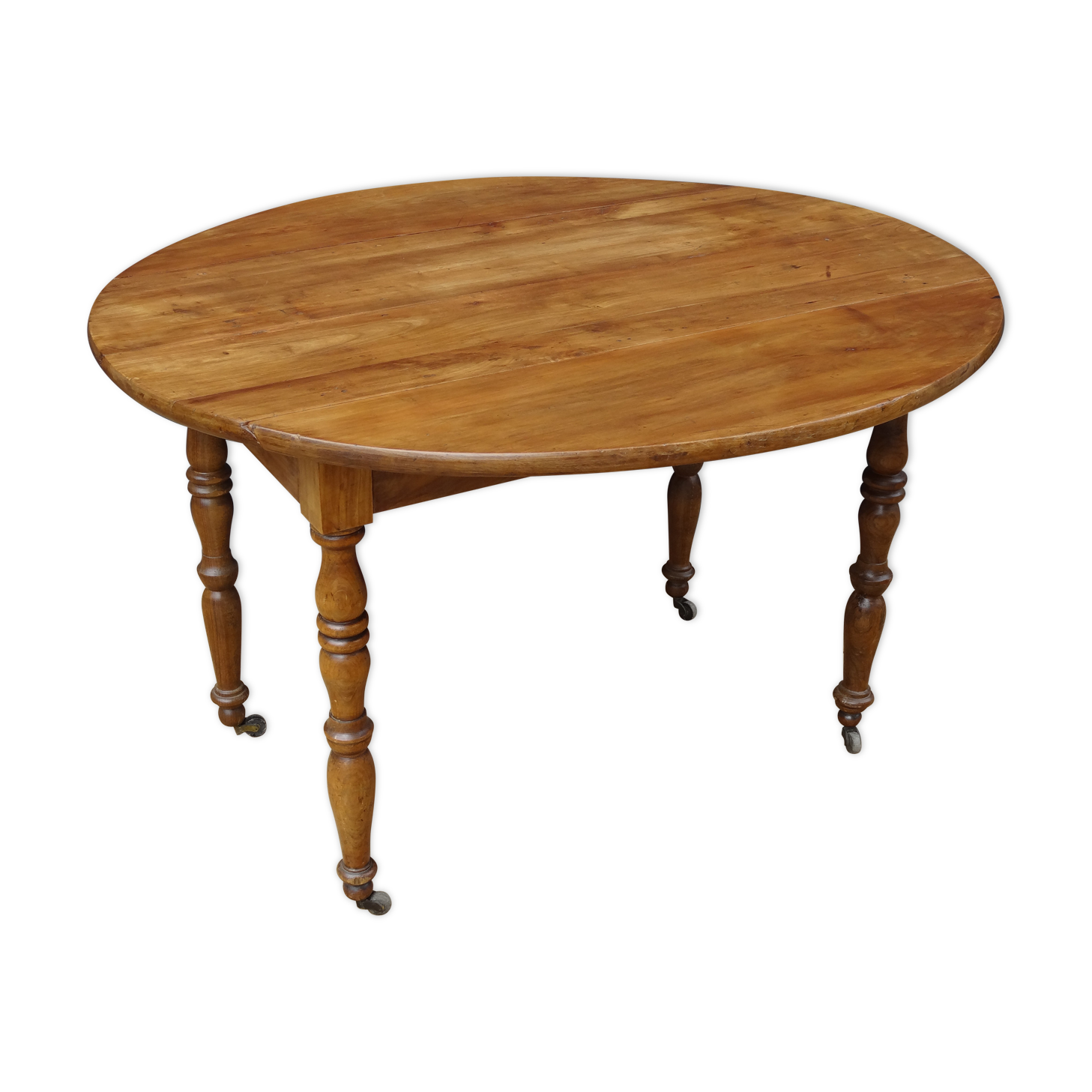 Louis Philippe oval table with flaps, cherry wood Ø120-108 x 74 cm