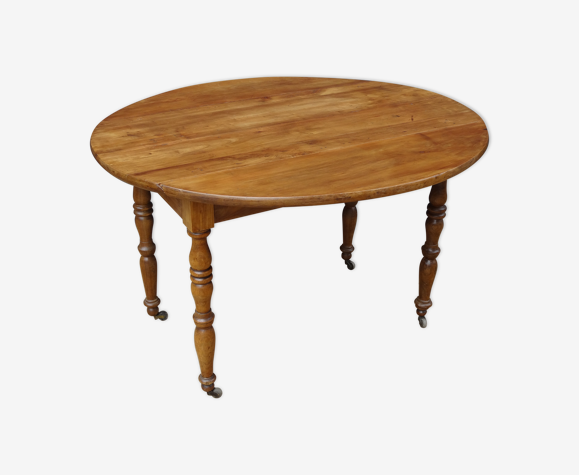Table ovale Louis Philippe à rabats, en merisier Ø120-108 x 74 cm