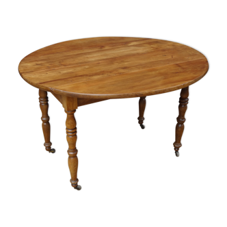Table ovale Louis Philippe à rabats, en merisier  Ø120-108 x 74 cm
