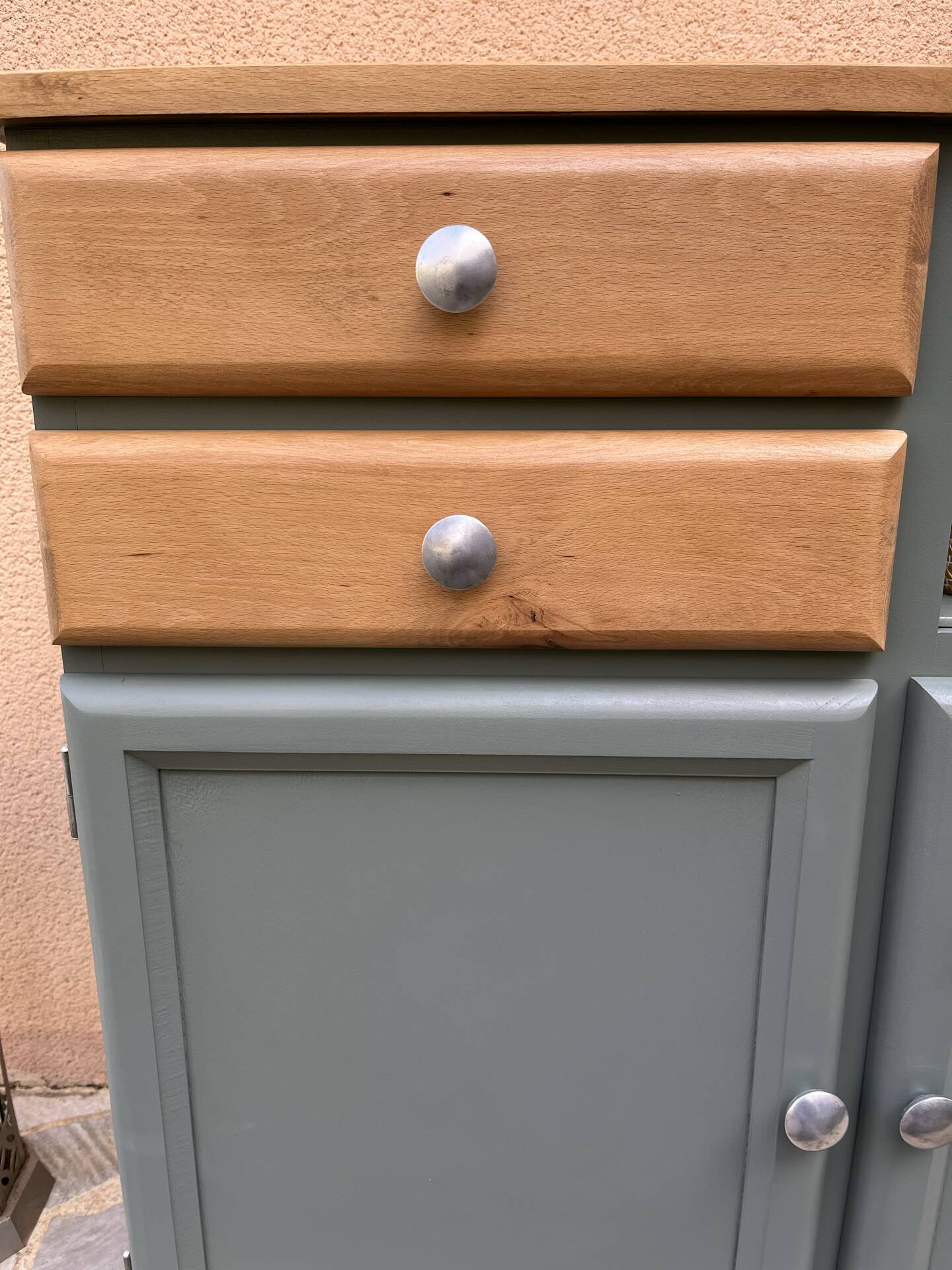 Buffet base Mado renovated green Galane and wood