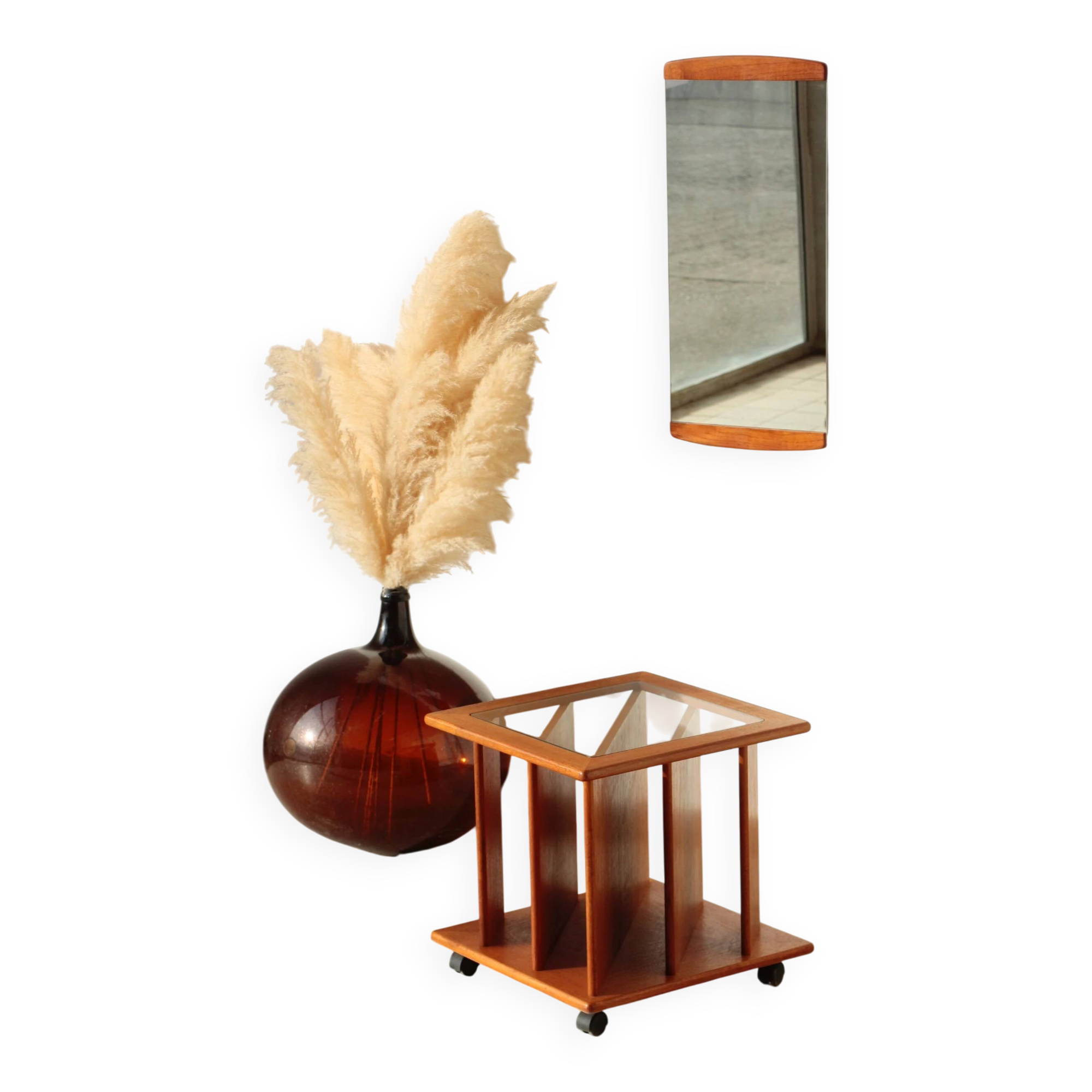 Vintage G Plan teak side table – magazine rack & wheels (1960s)
