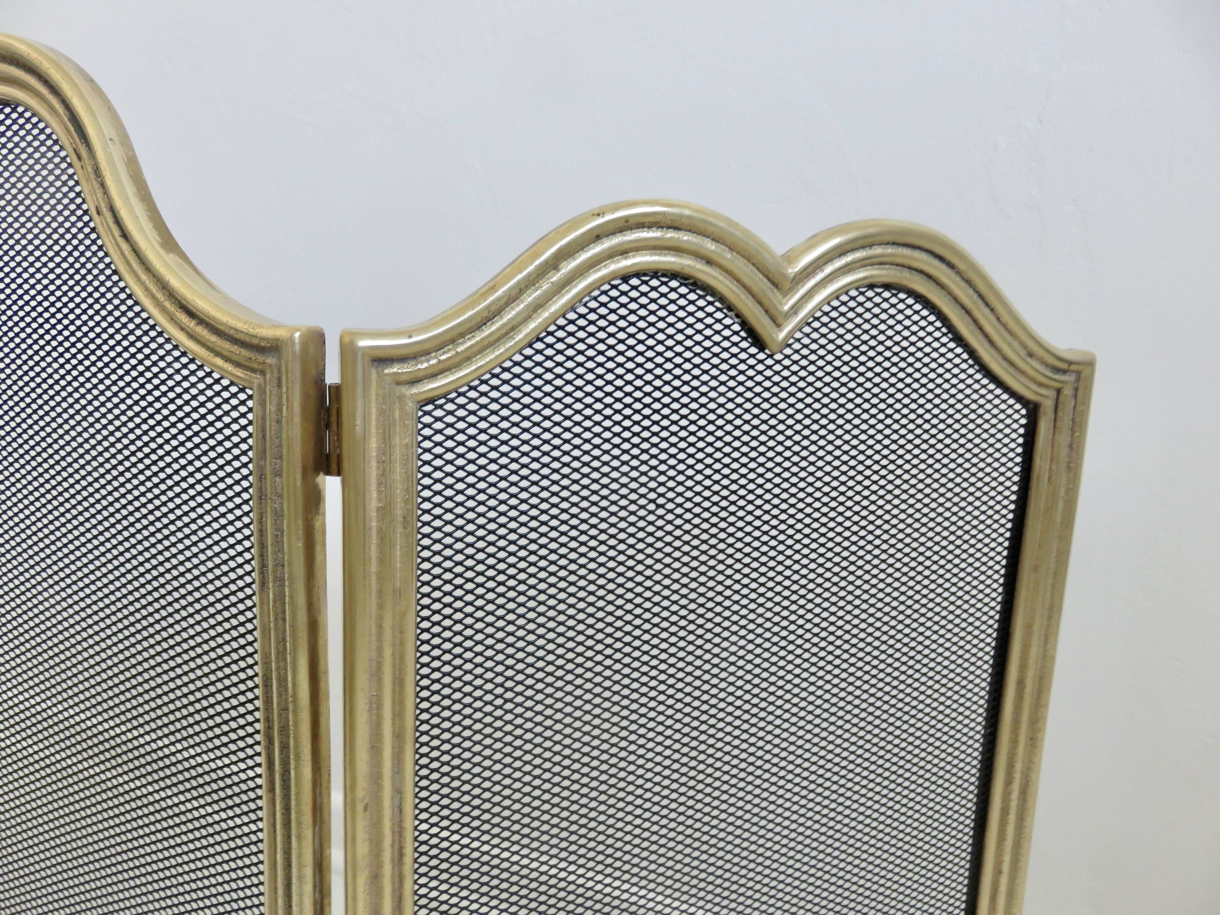 Fire screen, spark screen "made in Italy" brass 1970