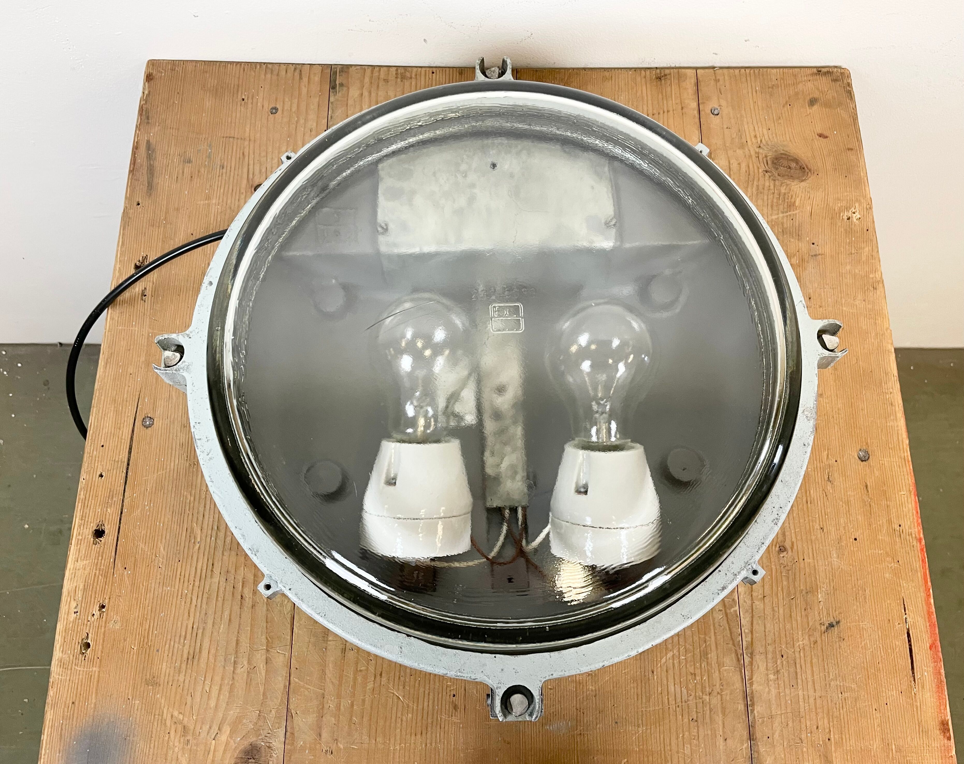 Grey Industrial Cast Aluminium Wall or Ceiling Light from Elektrosvit, 1970s