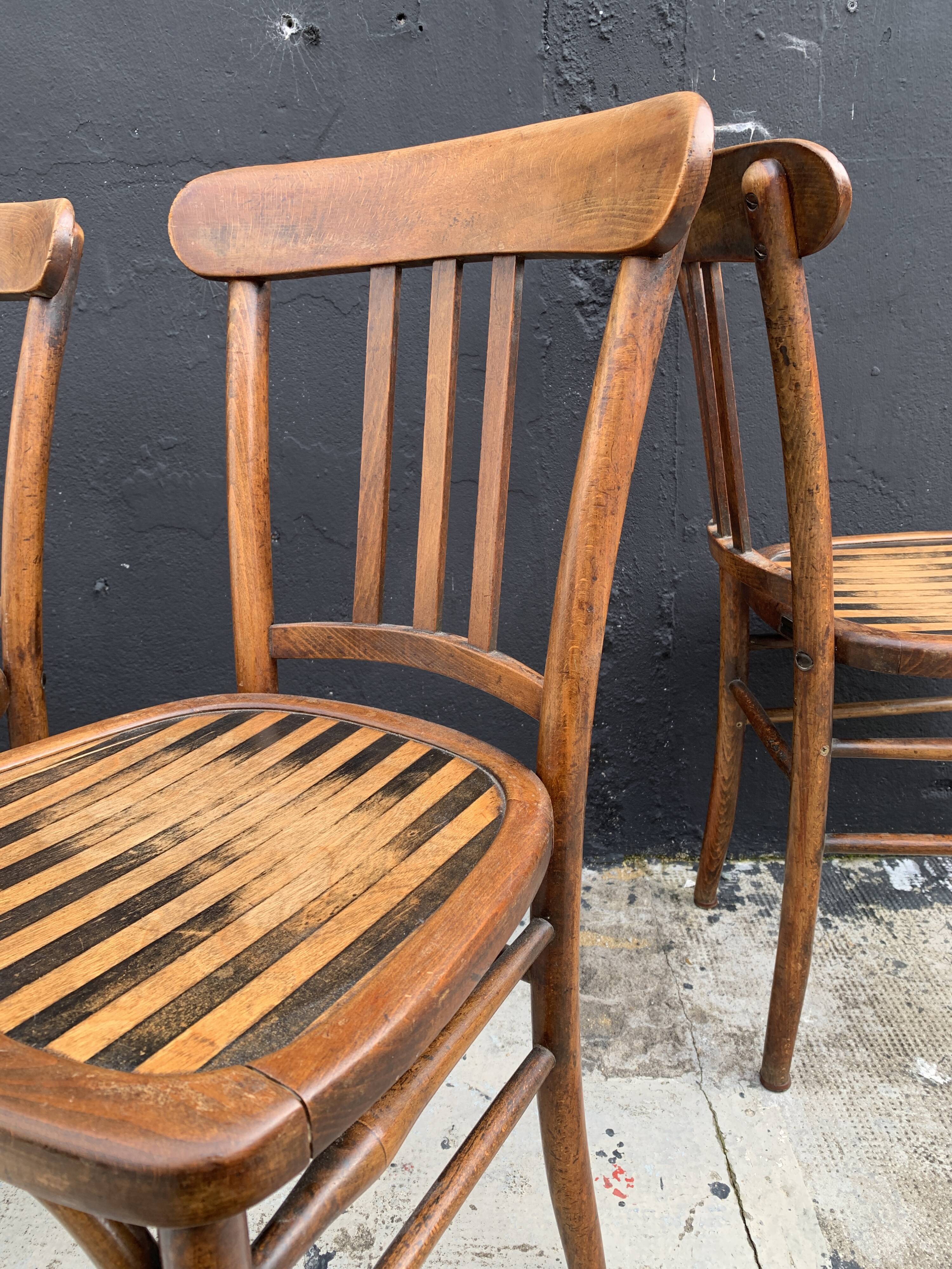 Set of 4 curved wooden bistro chairs