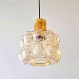 Large Amber Diamond Glass Ceiling Light/Pendant by Helena Tynell for Limburg, Germany, 1960s
