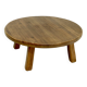 Rustic Solid Oak Round Coffee Table 1970s