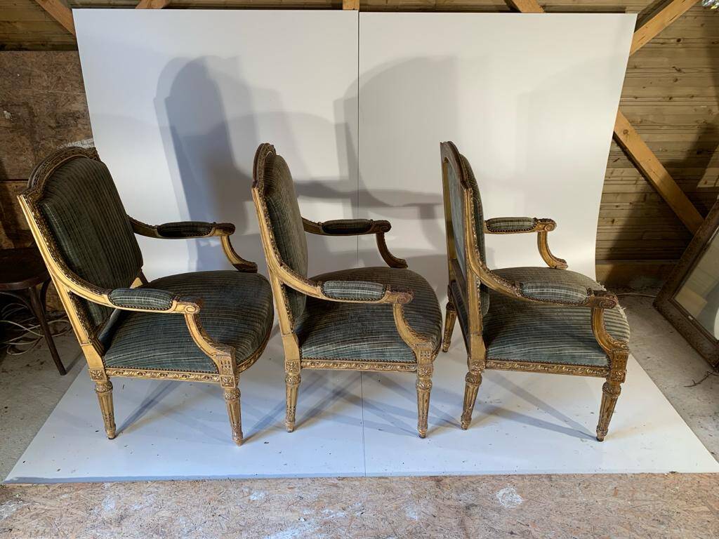 Salon complet: 1 canapé et 3 fauteuils 19ème