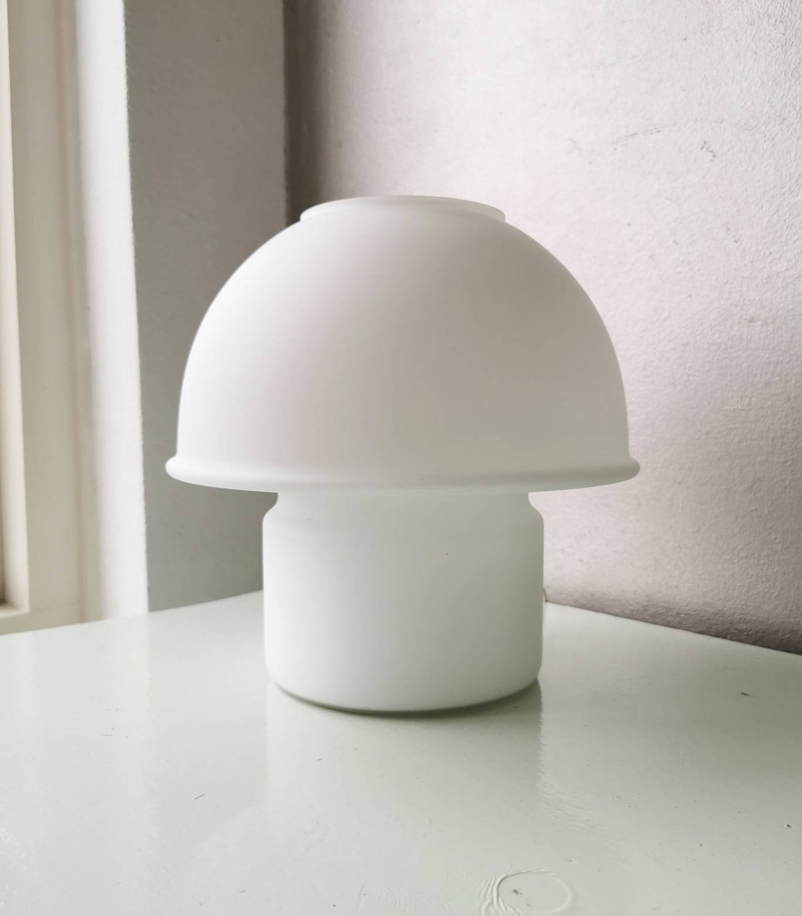 Glassh-tte Limburg 80s white glass mushroom table lamp