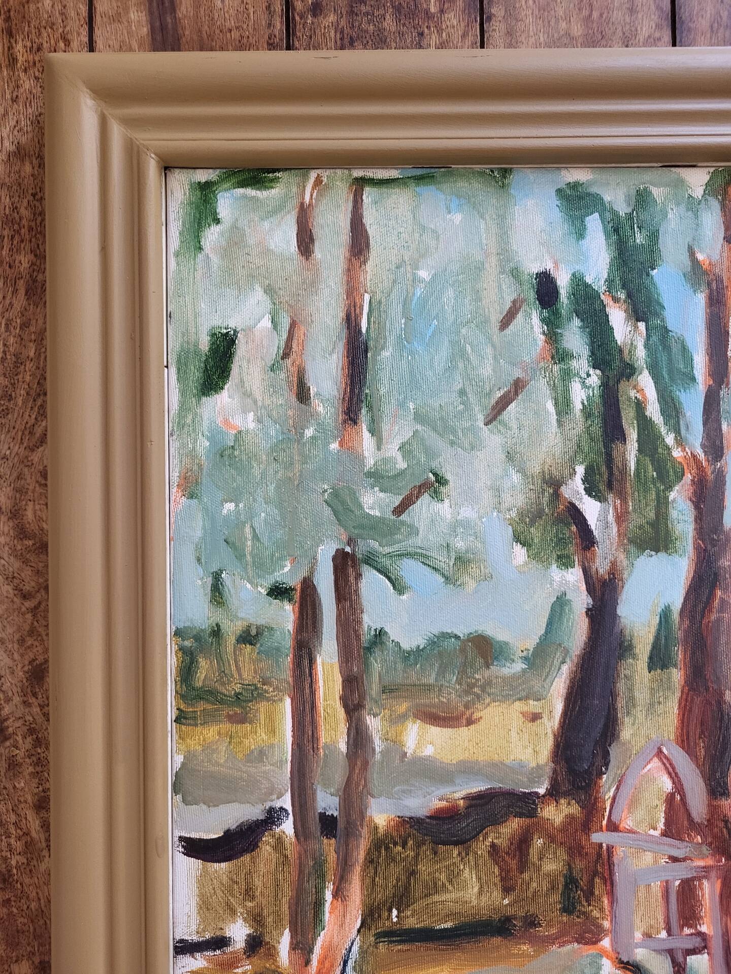 Vintage oil on canvas signed - Framed landscape of Vécétie