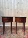 Pair of oval Louis XVI bedside tables in mahogany.