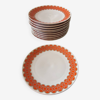 11 assiettes orange 1970