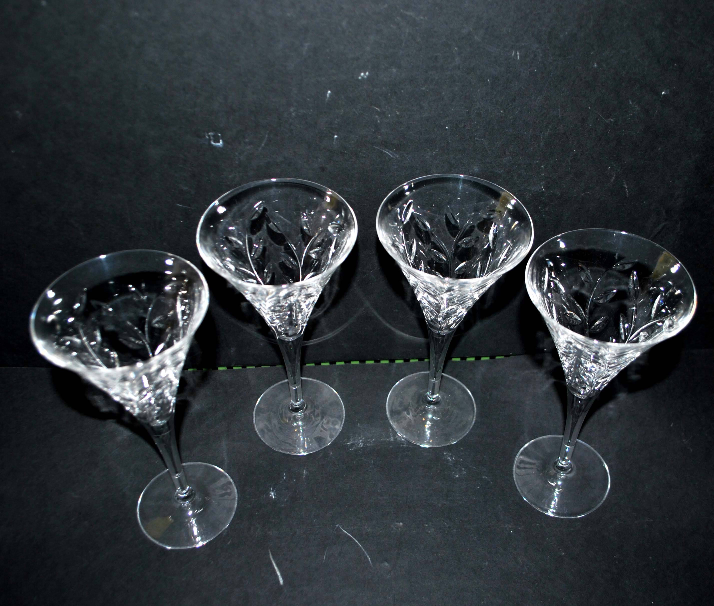 Set of 4 old white wine glasses - roemer flared crystal 18.5cm
