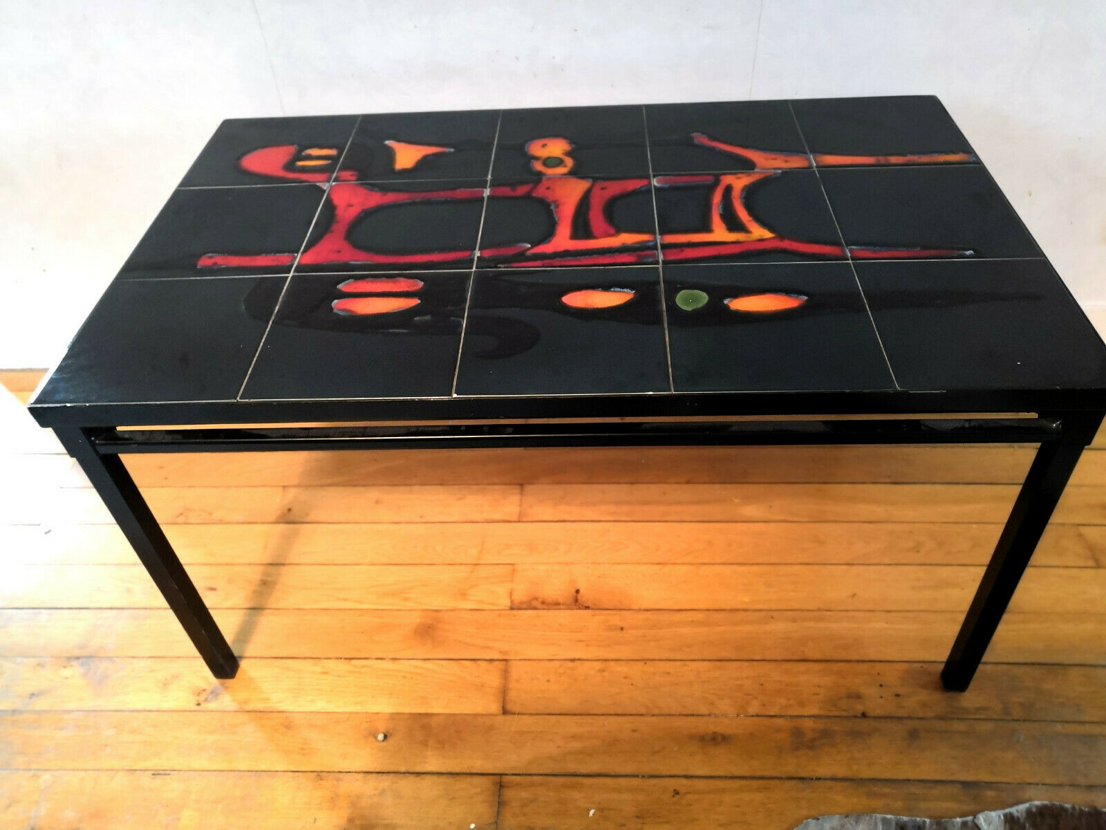 Table steel and ceramic décor free design 60s - 70s