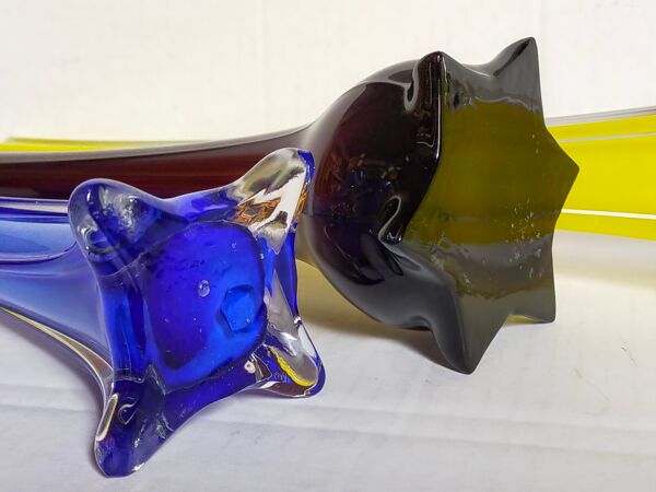 Trio de soliflores en verre étiré anciens