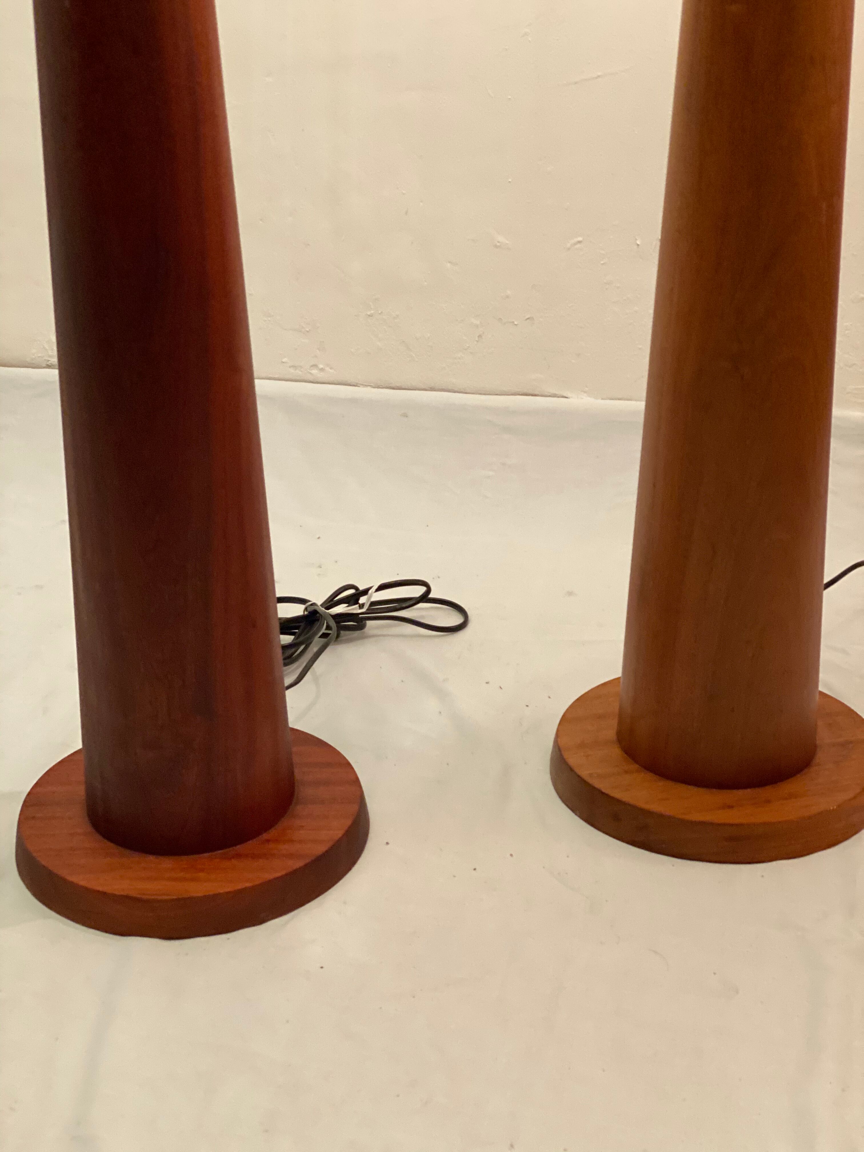 Pair of Bespoke Massive Teak Floor Lamps