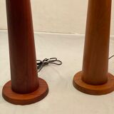 Pair of Bespoke Massive Teak Floor Lamps
