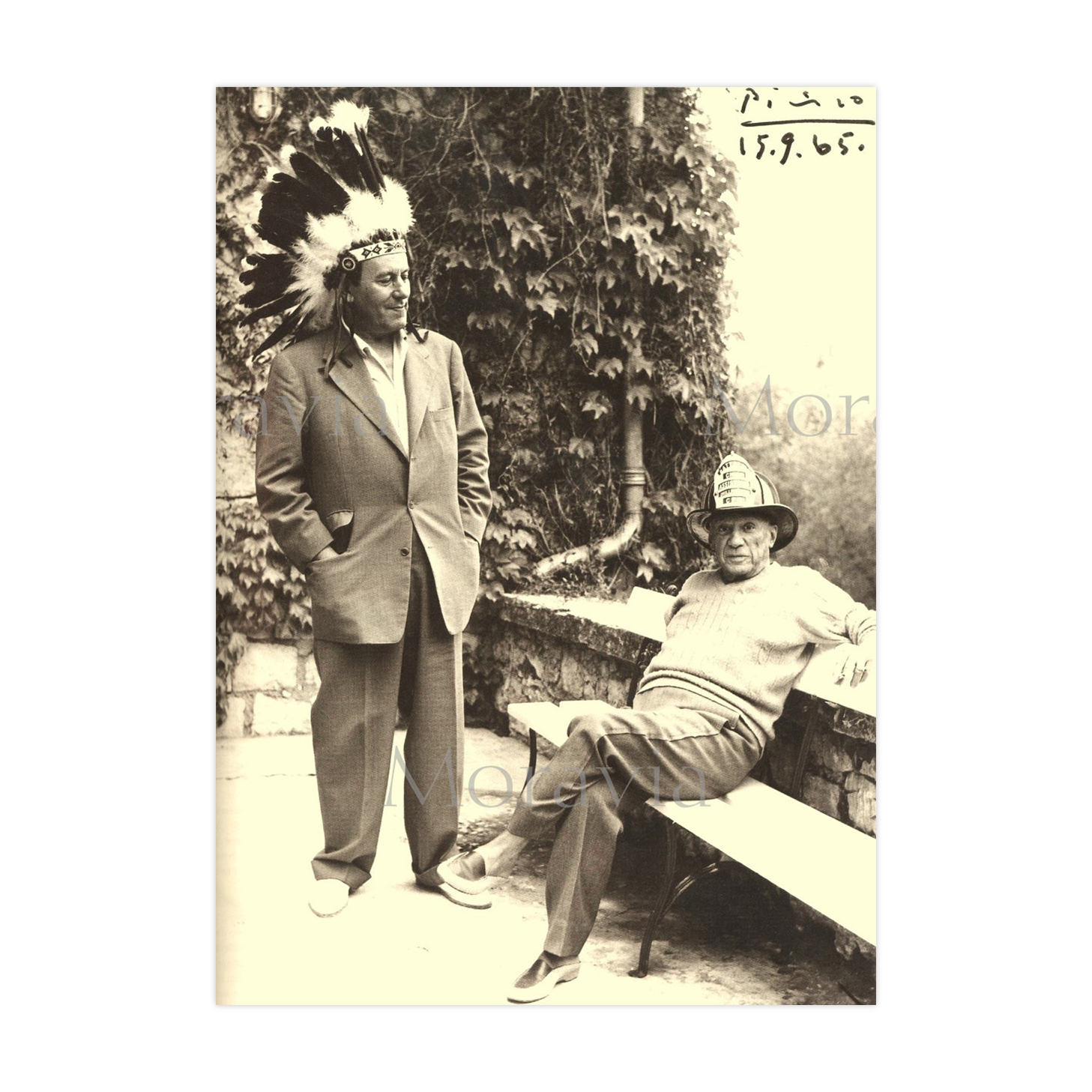 Photography, "René Char and Pablo Picasso", 1965 / Sepia / 13 x 18 cm