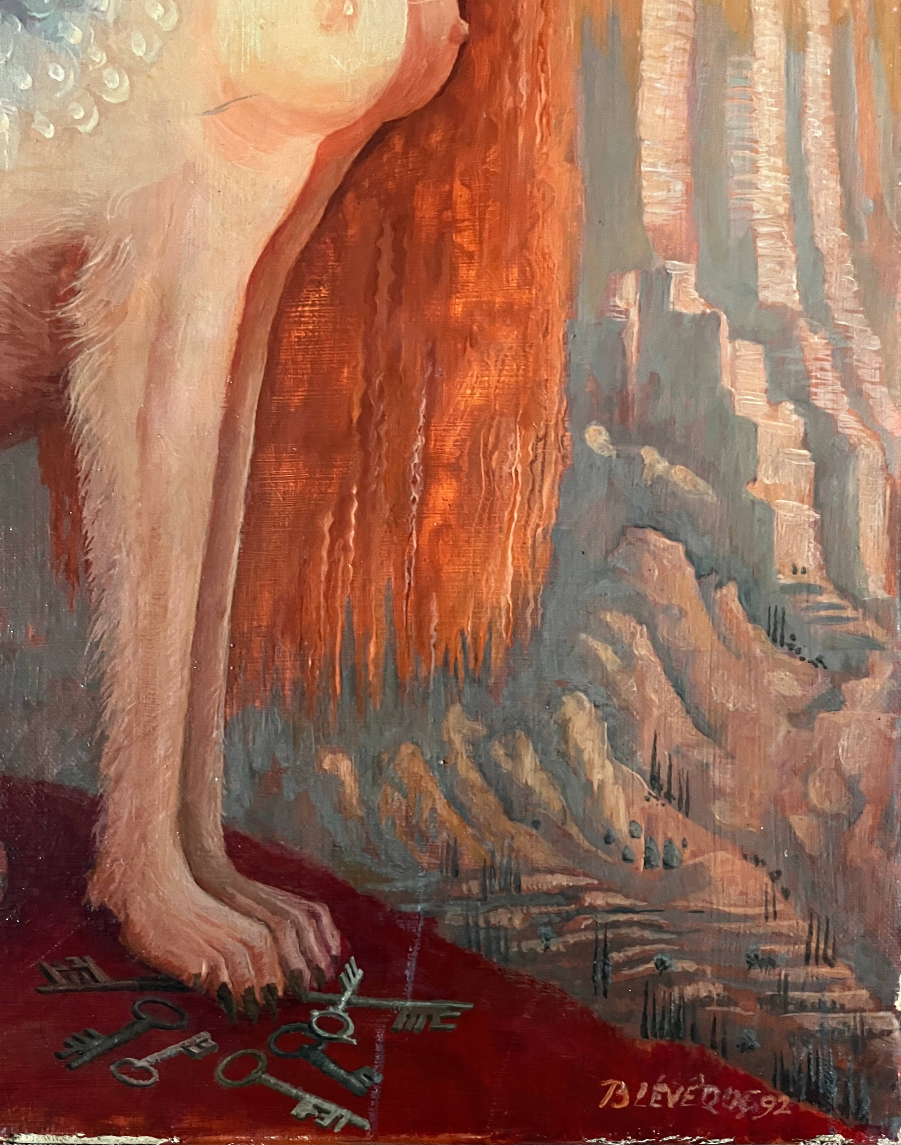 HST painting "Allegory" Surrealist Symbolism signed 1992