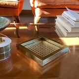 Hollywood regency vide poche, brass and Vienna straw, Italy 1970