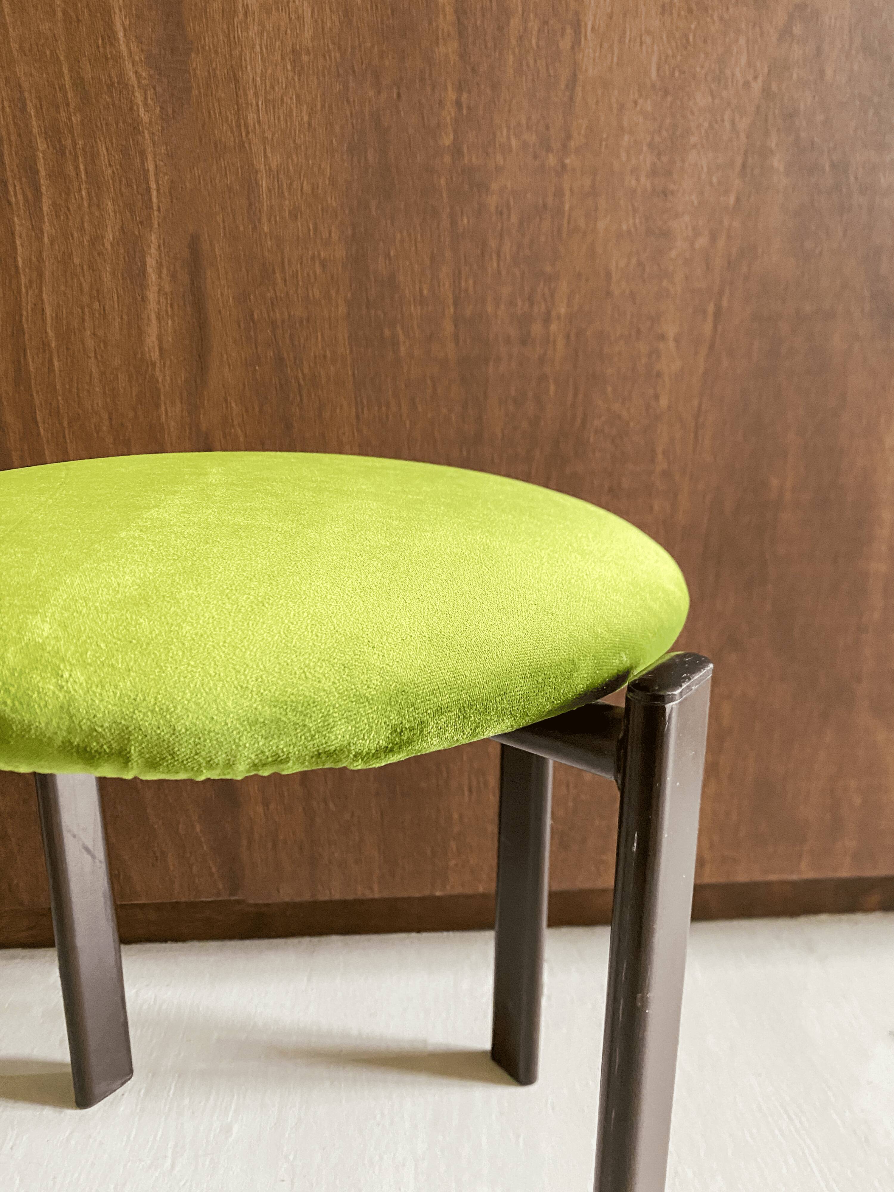 Vintage stool with velvet seat