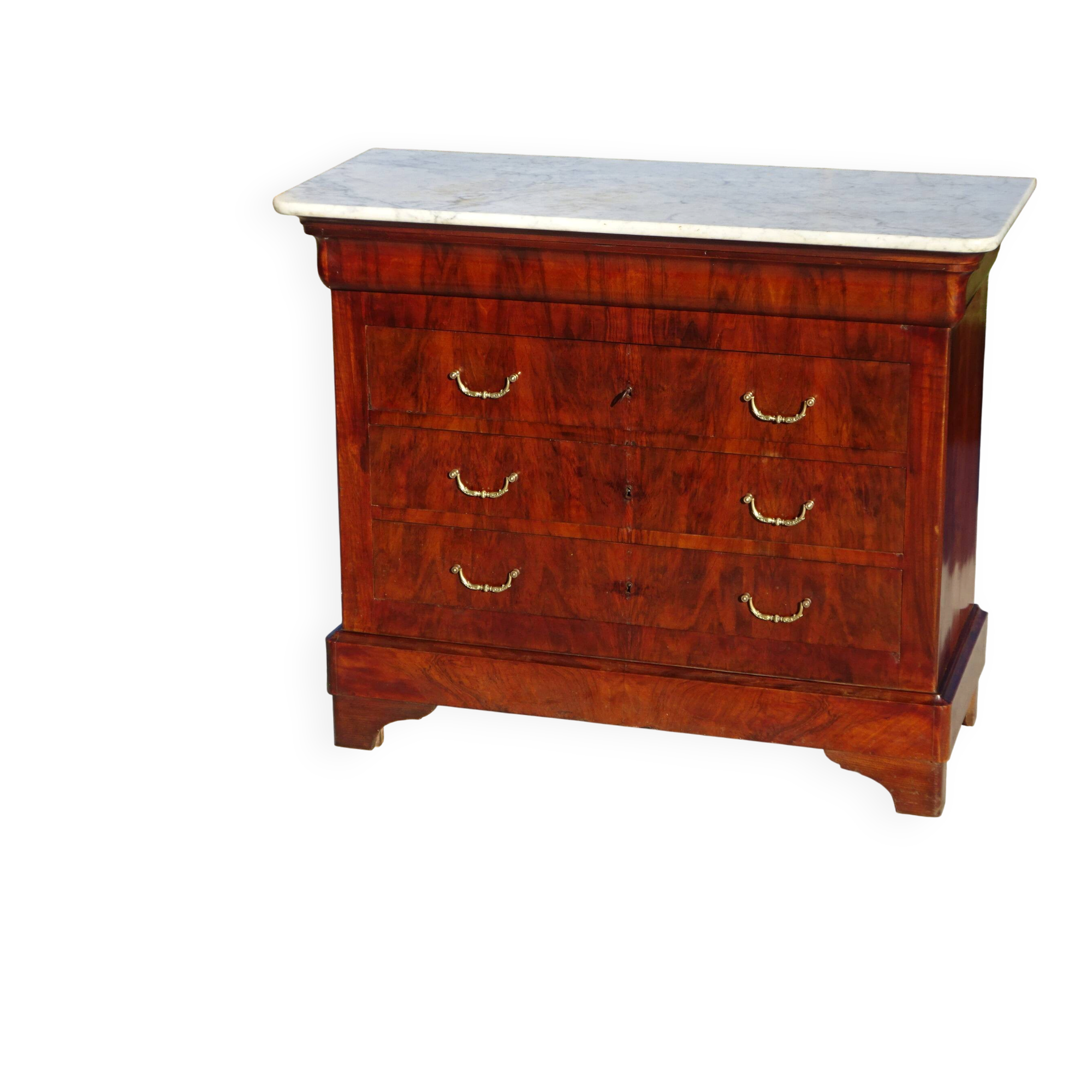 Commode en acajou et marbre blanc époque Restauration