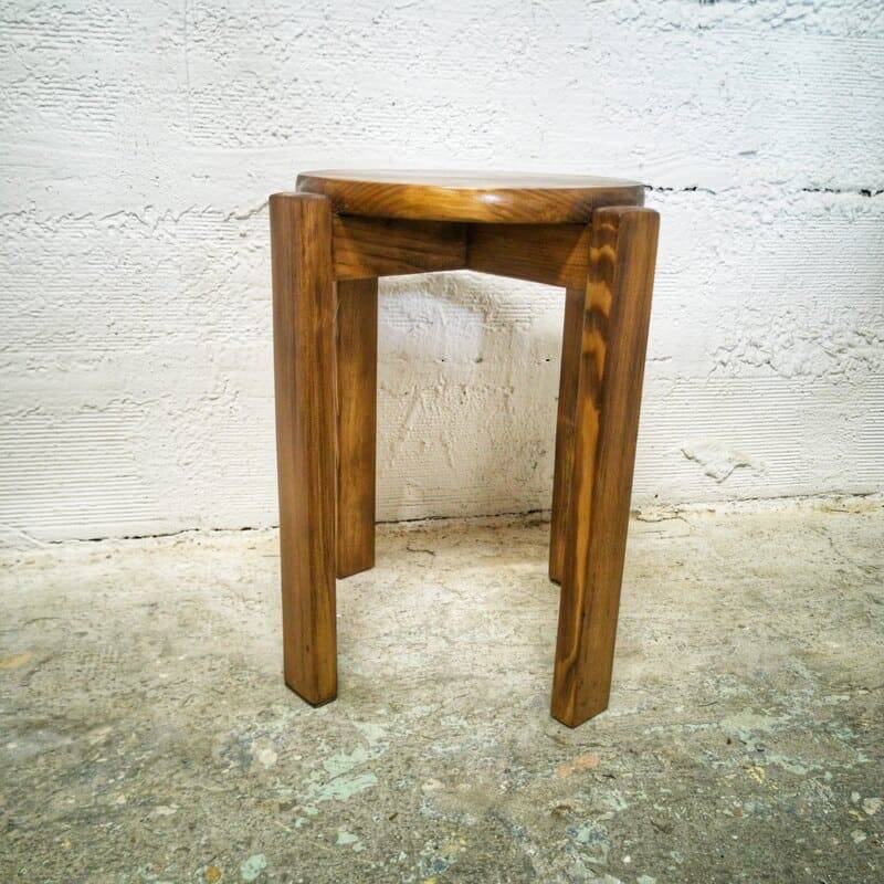 Brutalist pine stool