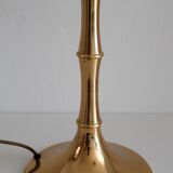 Brass bamboo table lamp by Ingo Maurer with velvet lampshade, 1960