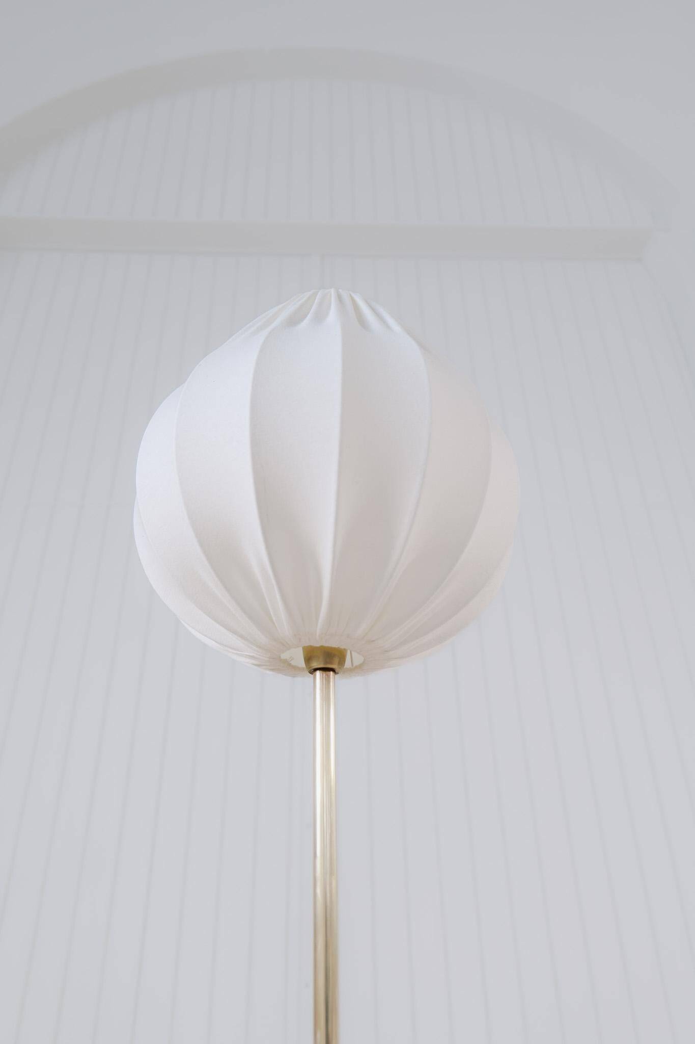 Modern mid-century brass trumpet-shaped floor lamp, Sweden, 1960s.