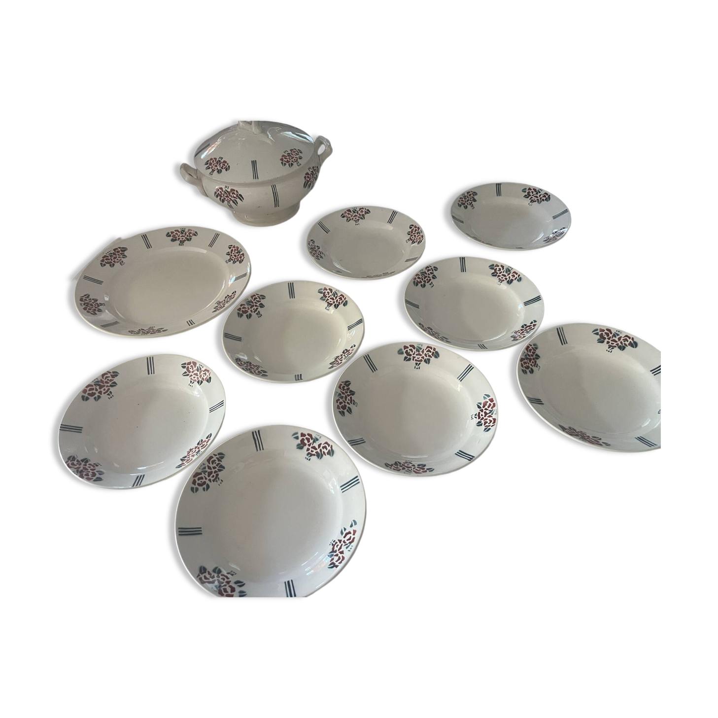 Antique faience service Meaux Longchamp