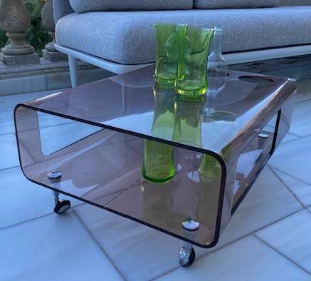 table plexi fumé a roulette