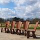 Ensemble de 5 anciennes chaises de feu en chêne à faible dossier, tressées de jonc, de style rural néerlandais.