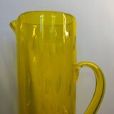 Pichet en verre Murano bullé jaune vintage