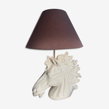 Lampe tête de cheval porcelaine céramique année 70