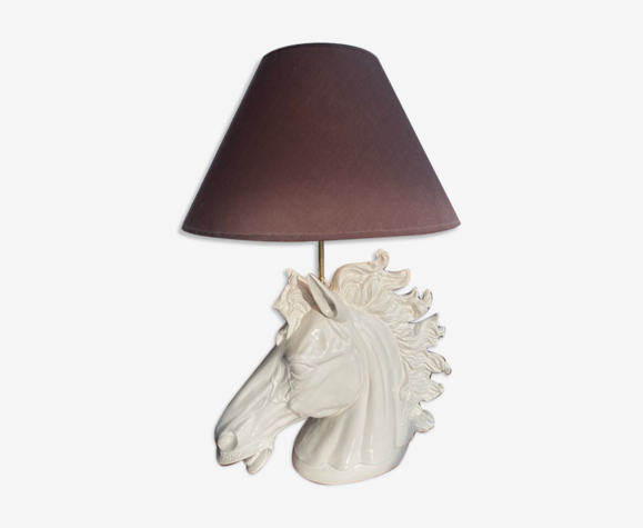 Lampe tête de cheval porcelaine céramique année 70
