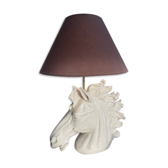 Lampe tête de cheval porcelaine céramique année 70