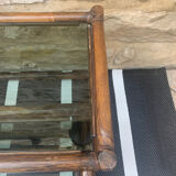 Rattan bamboo and glass nesting table