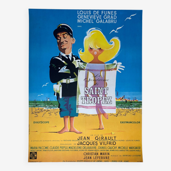 Affiche cinéma originale entoilée "Le Gendarme de Saint-Tropez" Louis de Funes 60x80cm