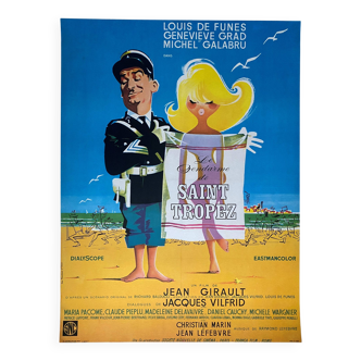 Original canvas-covered cinema poster "The Gendarme of Saint-Tropez" Louis de Funes 60x80cm