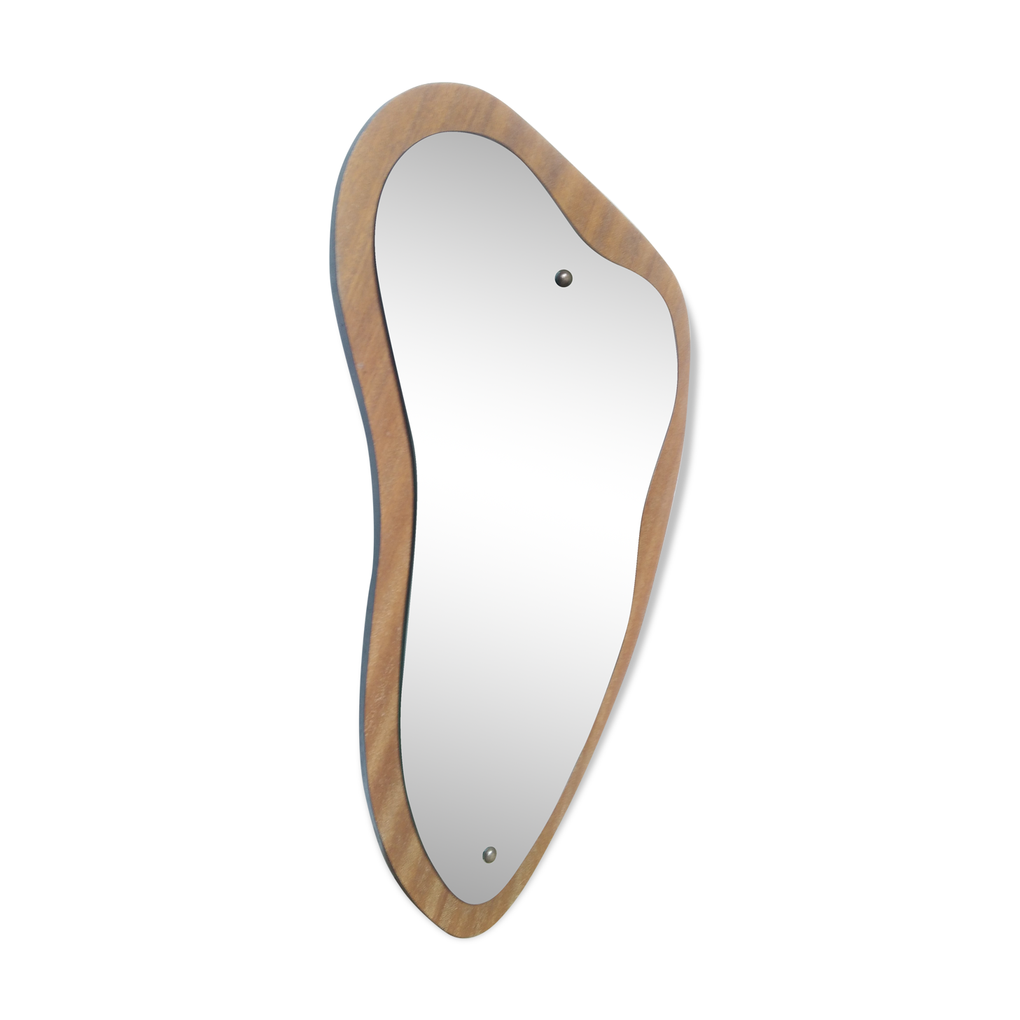 Mirror teak Scandinavian free form 59 x 35 cm