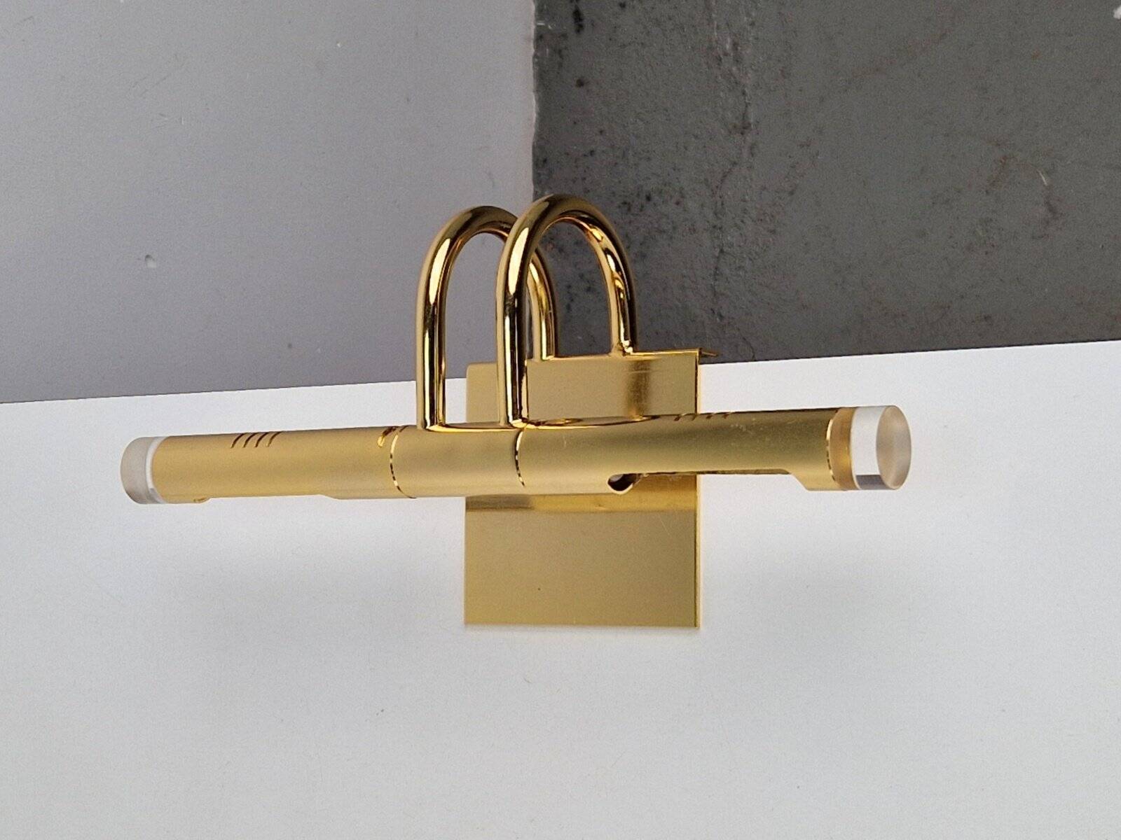 Regency Brass Acrylic Cabinet Lamp by Lumina, 1980s, Set of 3
